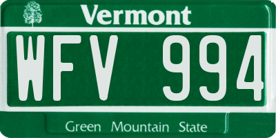 VT license plate WFV994