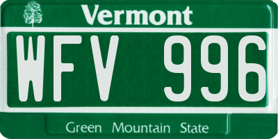 VT license plate WFV996