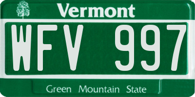 VT license plate WFV997