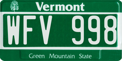 VT license plate WFV998