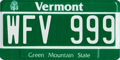 VT license plate WFV999