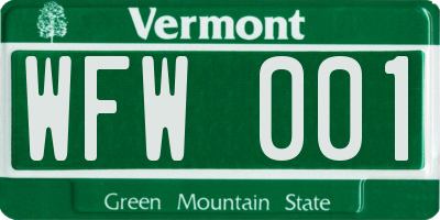 VT license plate WFW001