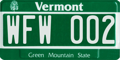 VT license plate WFW002