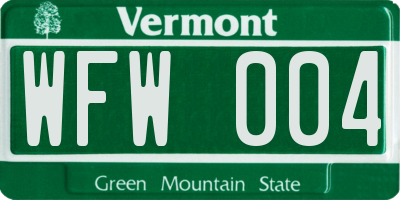 VT license plate WFW004