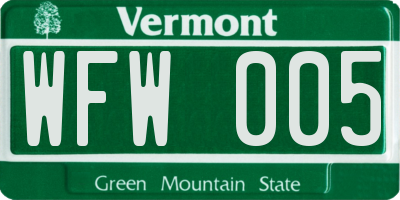 VT license plate WFW005