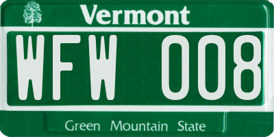 VT license plate WFW008