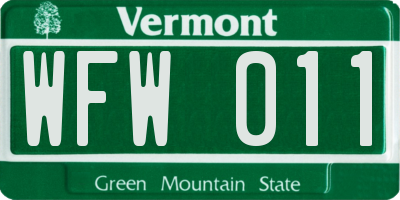 VT license plate WFW011