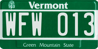 VT license plate WFW013
