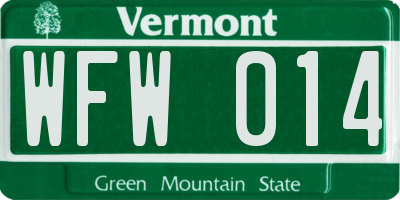 VT license plate WFW014