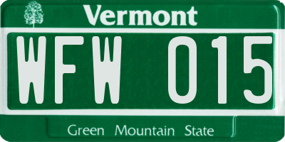 VT license plate WFW015