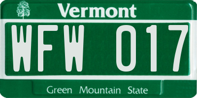 VT license plate WFW017