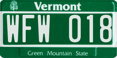 VT license plate WFW018