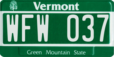 VT license plate WFW037