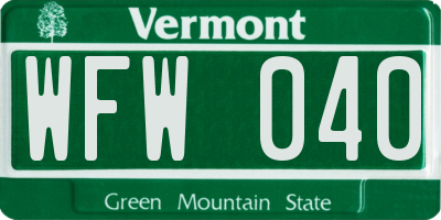 VT license plate WFW040