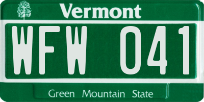 VT license plate WFW041