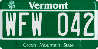 VT license plate WFW042
