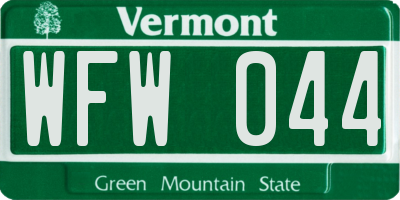 VT license plate WFW044