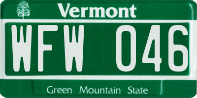 VT license plate WFW046