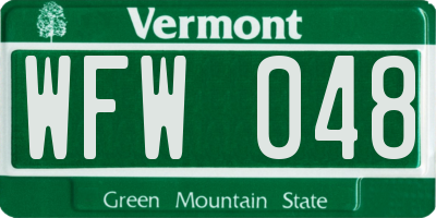 VT license plate WFW048
