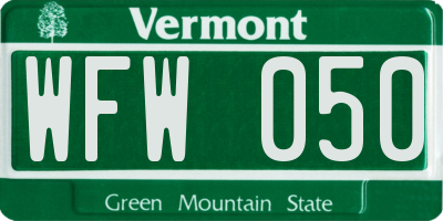 VT license plate WFW050