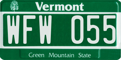 VT license plate WFW055