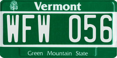 VT license plate WFW056