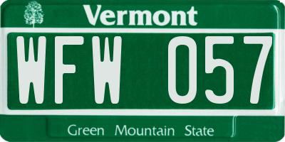 VT license plate WFW057