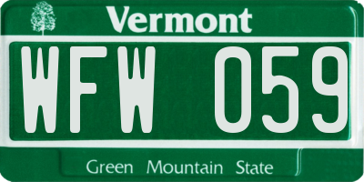 VT license plate WFW059
