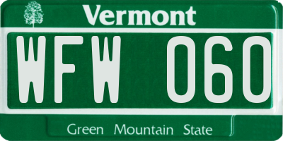 VT license plate WFW060