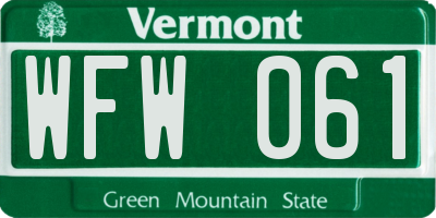 VT license plate WFW061