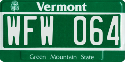VT license plate WFW064