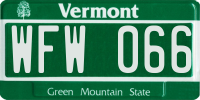 VT license plate WFW066