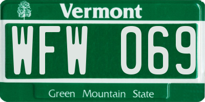 VT license plate WFW069