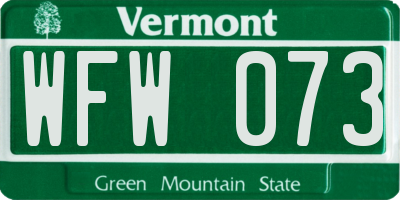 VT license plate WFW073
