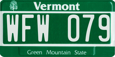 VT license plate WFW079