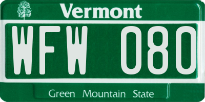 VT license plate WFW080