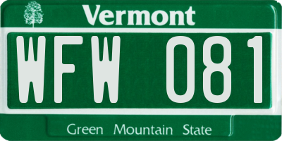 VT license plate WFW081