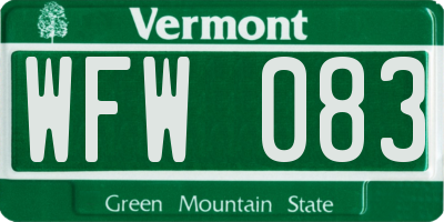 VT license plate WFW083