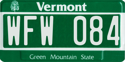 VT license plate WFW084