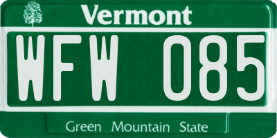 VT license plate WFW085