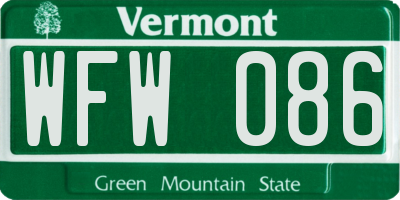 VT license plate WFW086