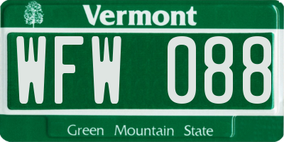 VT license plate WFW088