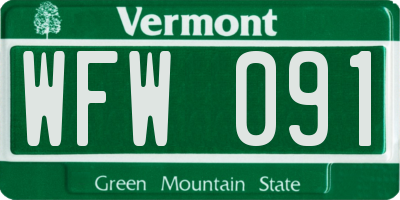 VT license plate WFW091