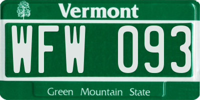 VT license plate WFW093