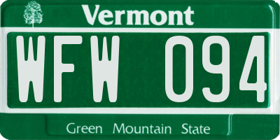 VT license plate WFW094