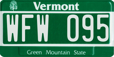 VT license plate WFW095