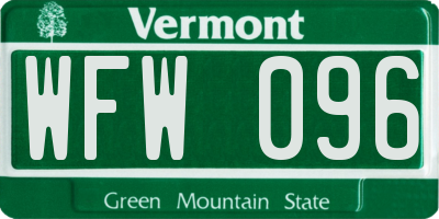 VT license plate WFW096