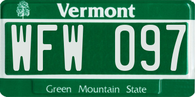 VT license plate WFW097