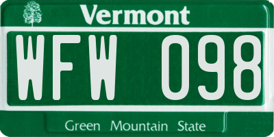 VT license plate WFW098