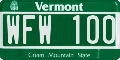 VT license plate WFW100